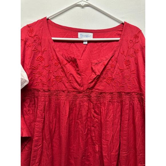 Lot of 2 Women Nightgowns Pajamagrams 2X Red White Cottage Cozy Cotton - Picture 2 of 8